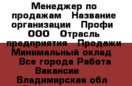 Менеджер по продажам › Название организации ­ Профи, ООО › Отрасль предприятия ­ Продажи › Минимальный оклад ­ 1 - Все города Работа » Вакансии   . Владимирская обл.,Вязниковский р-н